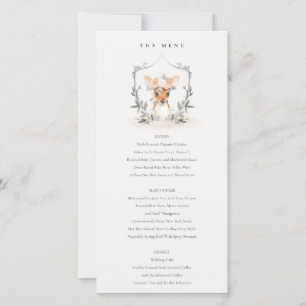 Carte menu Mariage Cute Dusky Deer Floral Crest
