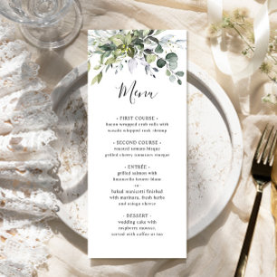 Carte menu Mariage Eucalyptus Watercolor Diner