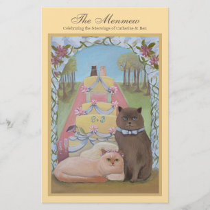 Carte menu Mariage Jaune Couple Chat