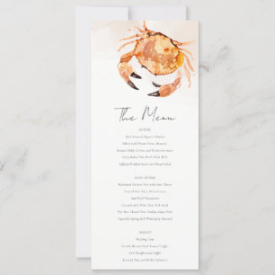 Carte menu Mariage nautique Crabe côtier de sable 