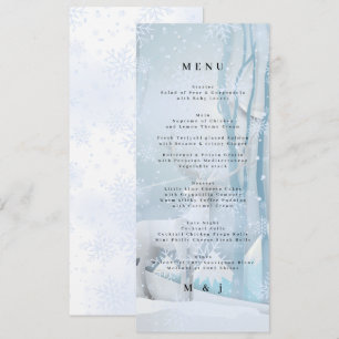 Carte menu Mariage neige d'hiver