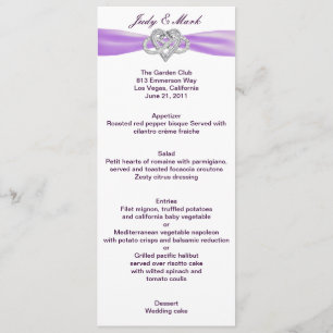 Carte Menu Mariage Purple Infinity Heart