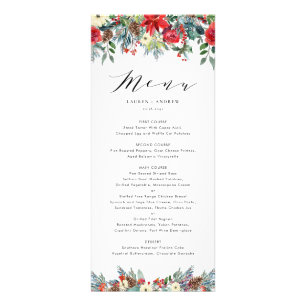 Carte menu Mariage Watercolor Winter Blooms Garlan