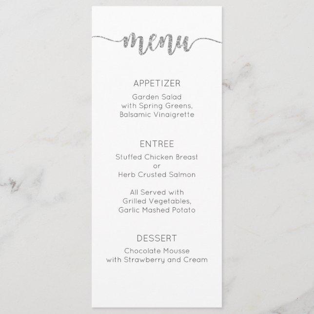 Carte Menu, Menu Mariage, Dîner, Déjeuner (Devant)