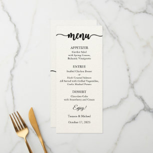 Carte Menu, Menu Mariage, Dîner, Déjeuner