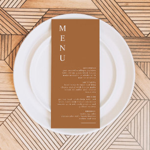 Carte menu MIA Modern Boho Terracotta Burnt Orange