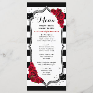 Carte Menu - Noir Blanc Rouge Argent