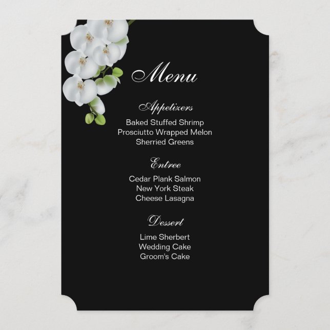 Carte menu - Orchidées blanches (Devant)