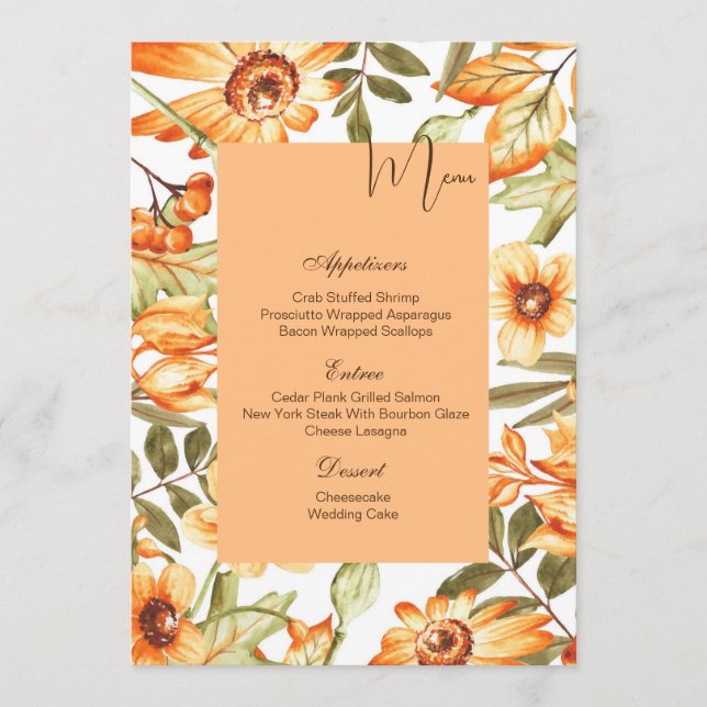 Carte menu plat - Automne (Devant)