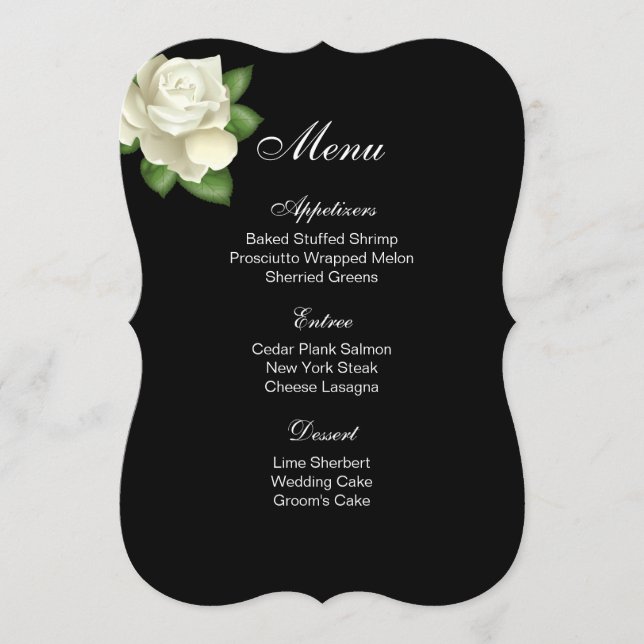 Carte menu Rose blanche (Devant)