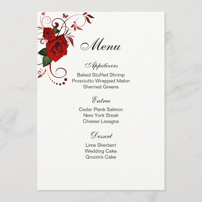 Carte menu Rose rouge (Devant)
