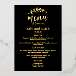 Carte menu rustique Elegance REAL FOIL Elégante