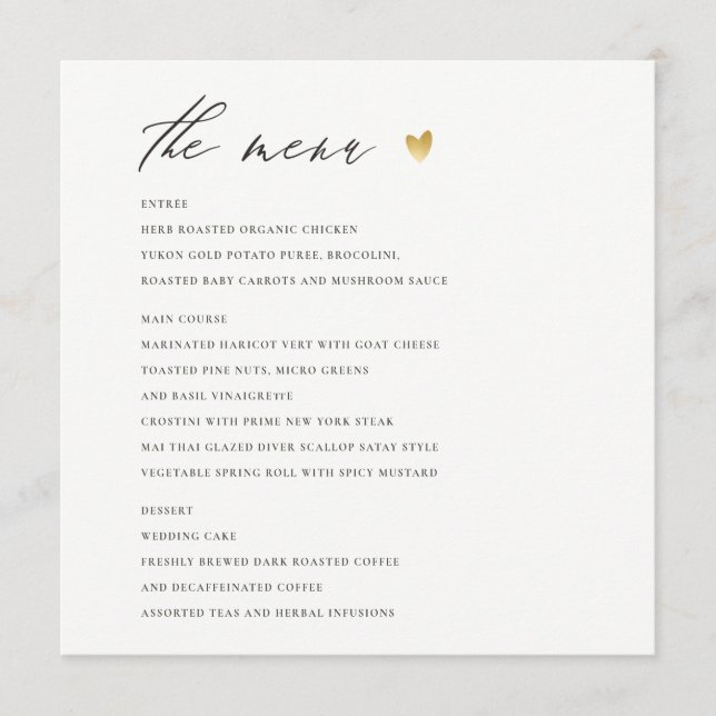 Carte menu SIMPLE ELEGANT GOLD KRAFT TYPOGRAPHIE (Devant)