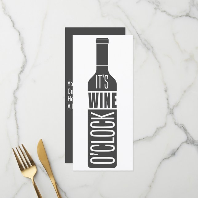Carte Menu Vin texte personnalisé (Devant/Arrière en situation)