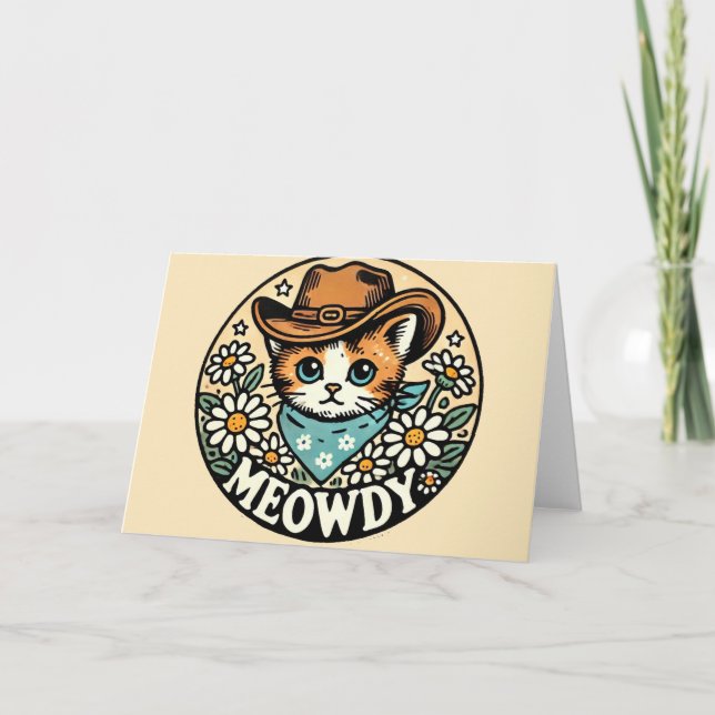 Carte Meowboy Cowboy Kitty Chat (Devant)