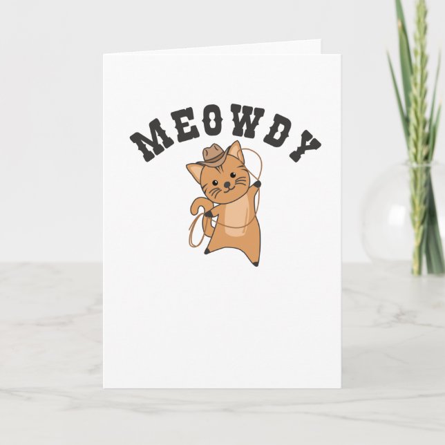 Carte Meowdy Howdy Cat Cowboy Avec Lasso Cute Cats (Devant)