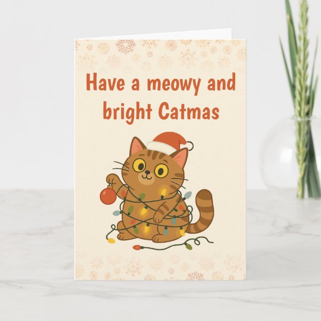 Carte Meowy and Bright christmas Folded Greeting Card (Devant)