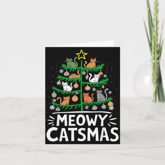 Carte Meowy Catmas Cat Christmas Tree Xmas Funny Santa C (Devant)