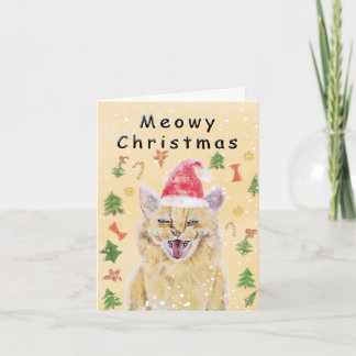 Carte Meowy Christmas card angry yet cute cat