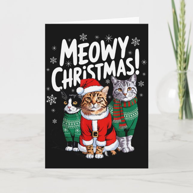 Carte Meowy Christmas Funny Cat Christmas Holiday Xmas S (Devant)