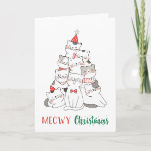 Carte Meowy Christmas mignon Amoureux des chats drôle Ki