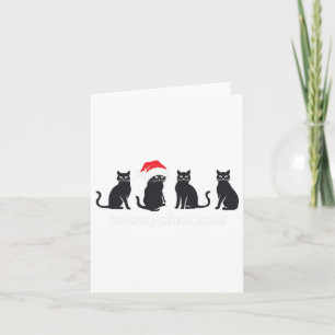 Carte Meowys Noël Chat Noir Chapeaux de Père Noël Présen