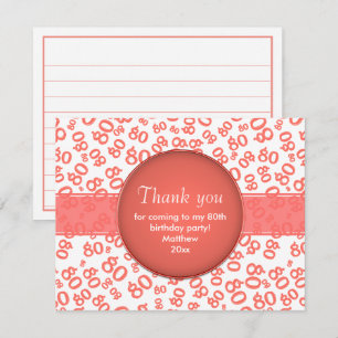 Carte Merci : 80e Motif de numéros aléatoires coralliens