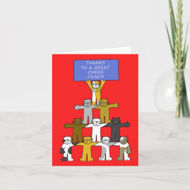 Carte Merci à Cheer Coach Cartoon Cats (Devant)