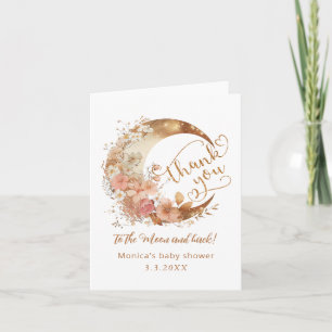 Carte Merci à la lune or florale lune merci
