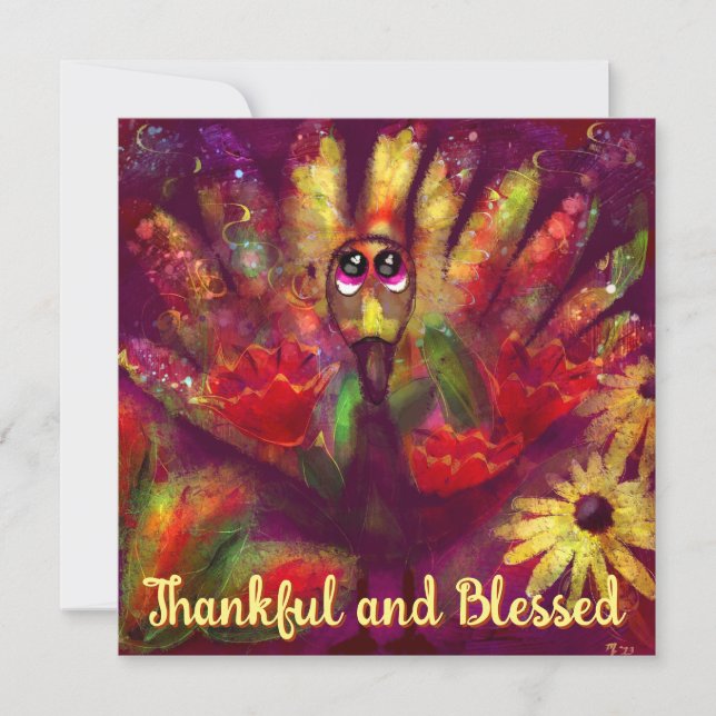 Carte Merci à la Turquie béni personnalisé Thanksgiving (Devant)