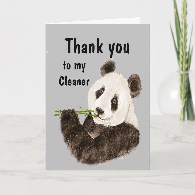 Carte Merci à mon nettoyeur avec Ours de Panda drôle (Devant)