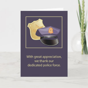 Carte Merci à notre Casquette de police et insigne