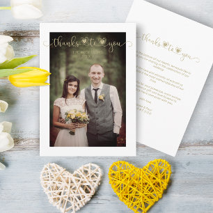 Carte Merci à vous Mariage Gold Custom Whimsical Script