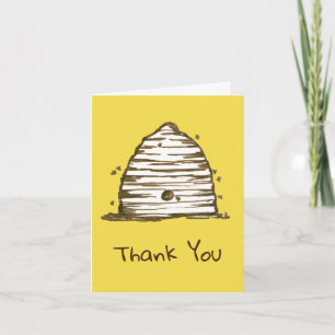 Carte Merci apiculteur Miel Abeille Skep Jaune