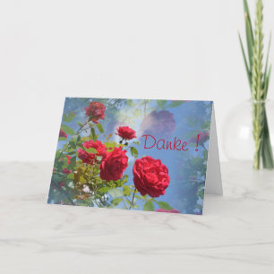Carte Merci avec des roses rouges