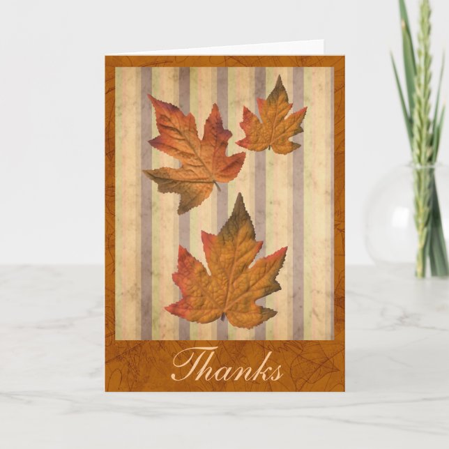 Carte "Merci" avec feuilles tombantes (Devant)