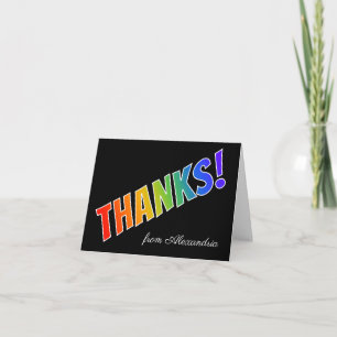 Carte "MERCI !" avec lettres d'apparence arc-en-ciel, no