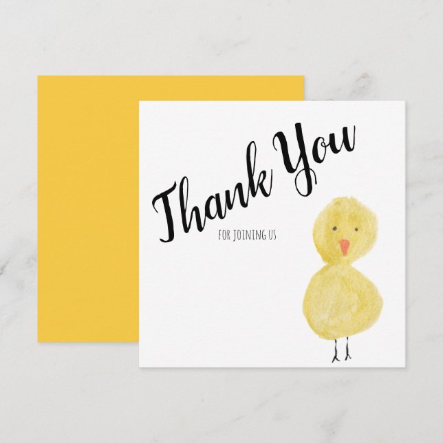 Carte Merci Baby shower d'aquarelle à main de canard (Devant / Derrière)