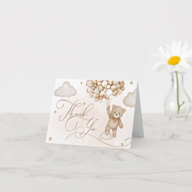 Carte Merci Baby shower ours (Petite plante)