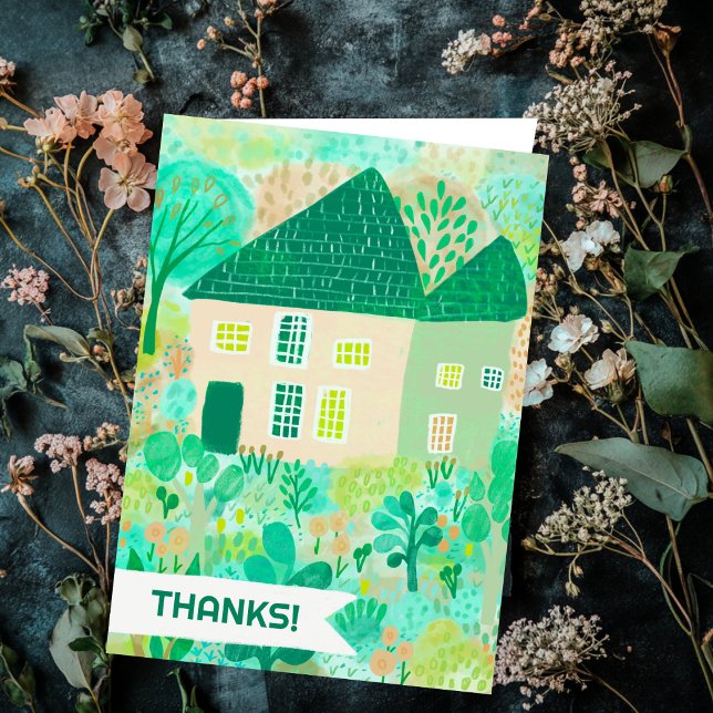 Carte MERCI BEAUCOUP Home Garden Watercolor Cute (THANK YOU SO MUCH Home Garden Watercolor Cute Card
)