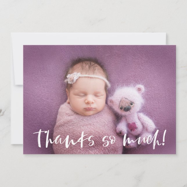 Carte Merci Beaucoup | Merci photo bébé | Blanc (Devant)