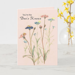 Carte Merci Bee's Knees Honeybee Bleuet Rose
