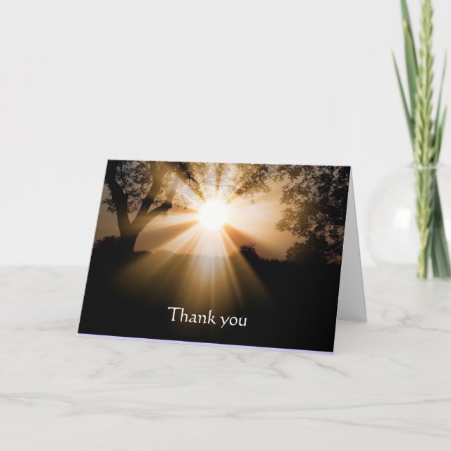Carte Merci Belle Écriture du lever du soleil brisant la (Devant)