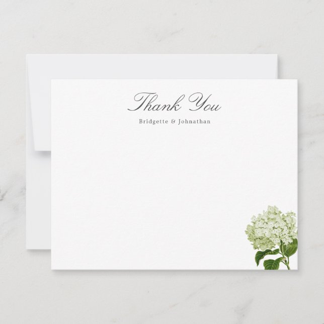 Carte Merci blanche et verte Hydrangea (Devant)