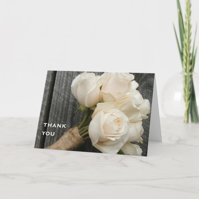 Carte Merci Bouquet Blanc et Bois de Grange (Devant)