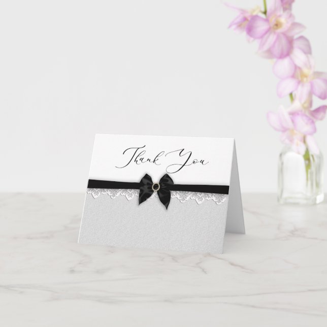 Carte Merci, Bow noir Faux/Ruban, Bijoux (Orchidée)