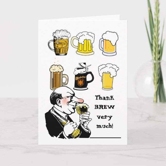 Carte Merci Brew Beaucoup de Merci drôle (Devant)