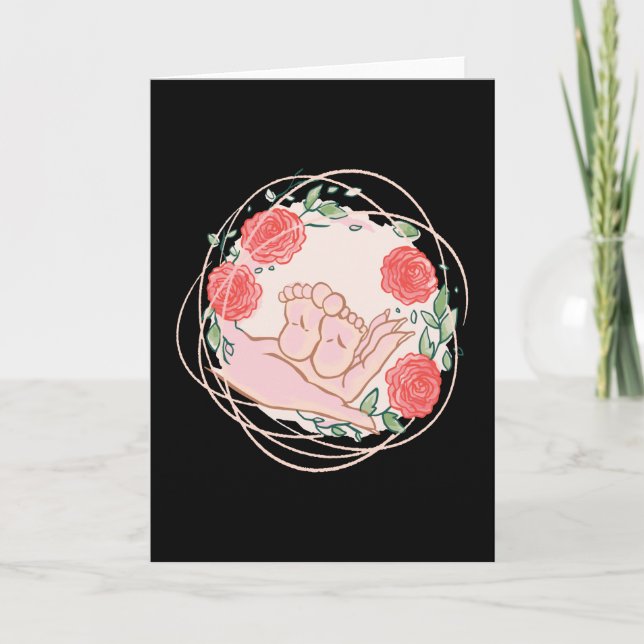 Carte Merci Cadeau Midwoman main avec pieds bébé (Devant)