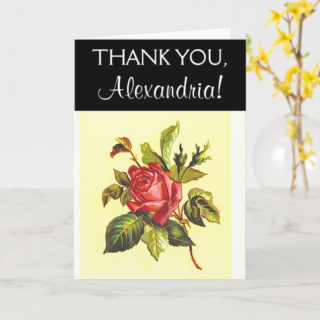 Carte "MERCI" classique, élégante et respectueuse (Fleur jaune)