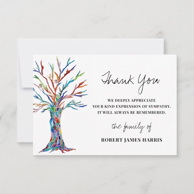 Carte Merci commémoratif funéraire de Sympathy (Devant)